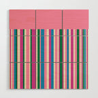 Color Block Stripes Pink Blue Green Wood Wall Art Gallery Image 1