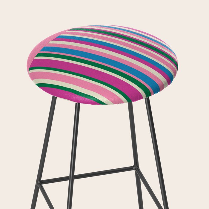 Color Block Stripes Pink Blue Green Stool Gallery Image 2