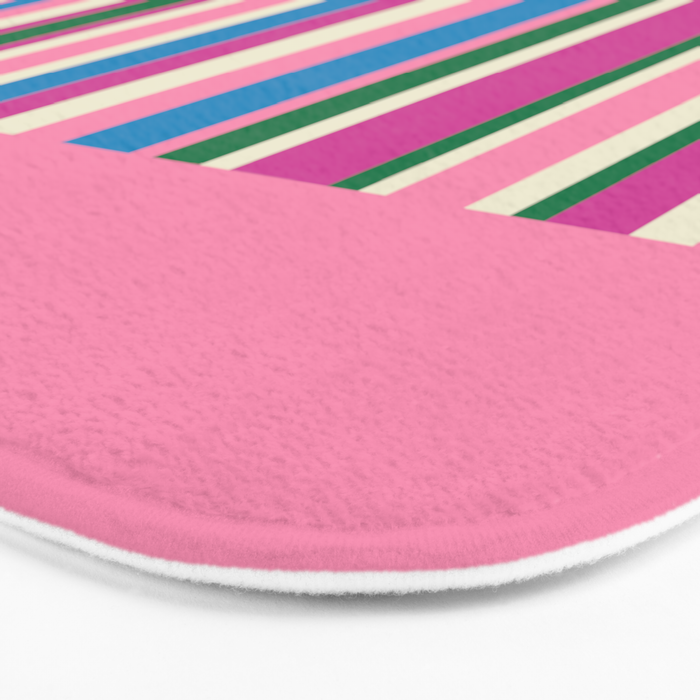 Color Block Stripes Pink Blue Green Bath Mat Gallery Image 3