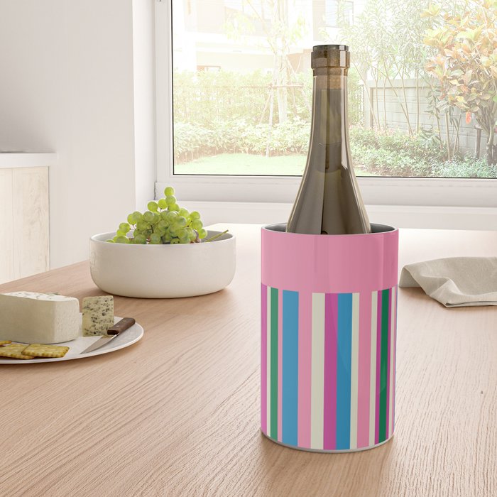 Color Block Stripes Pink Blue Green Wine Chiller Gallery Image 4