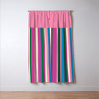Color Block Stripes Pink Blue Green Window Curtain Gallery Image 3