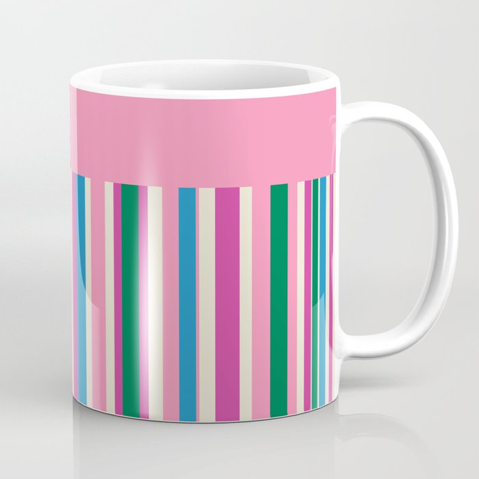 Color Block Stripes Pink Blue Green Coffee Mug Gallery Image 1