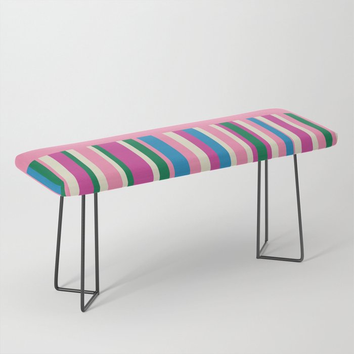 Color Block Stripes Pink Blue Green Bench Gallery Image 1