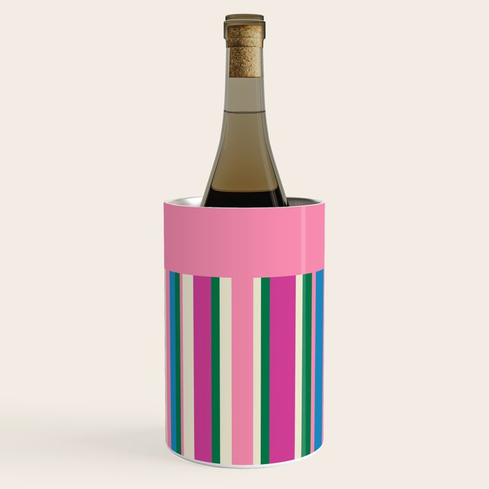 Color Block Stripes Pink Blue Green Wine Chiller Gallery Image 2