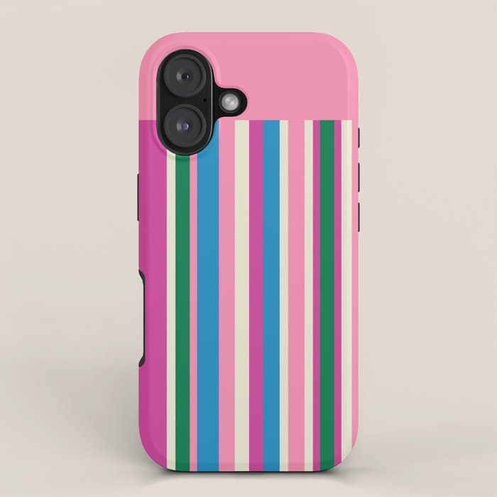 Color Block Stripes Pink Blue Green iPhone Case Gallery Image 1