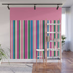 Color Block Stripes Pink Blue Green Wall Mural Gallery Image 1