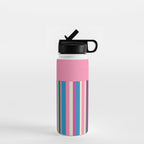 Color Block Stripes Pink Blue Green Water Bottle Gallery Image 1
