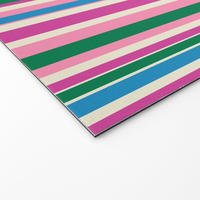 Color Block Stripes Pink Blue Green Welcome Mat Gallery Image 2