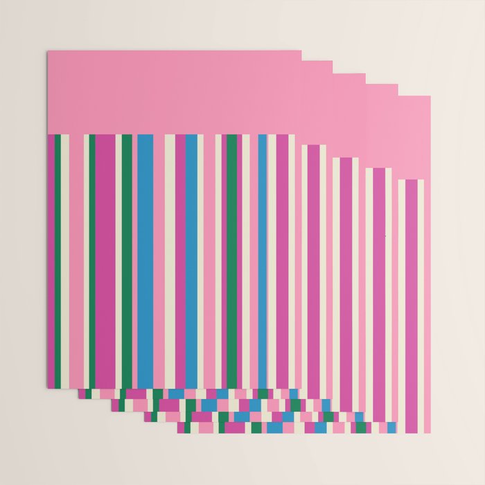 Color Block Stripes Pink Blue Green Wrapping Paper Gallery Image 3
