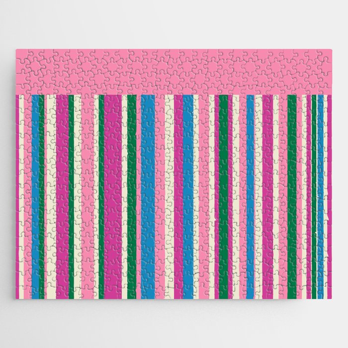 Color Block Stripes Pink Blue Green Jigsaw Puzzle Gallery Image 1