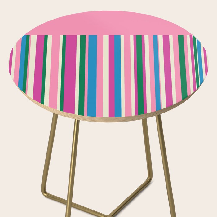 Color Block Stripes Pink Blue Green Side Table Gallery Image 2