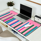 Color Block Stripes Pink Blue Green Desk Mat Gallery Image 2