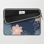 Festive, Floral Prints and Line Art, Navy Blue, Coral and Teal Laptop Sleeve Gallery Image 2
