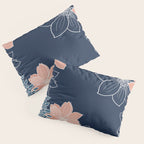 Festive, Floral Prints and Line Art, Navy Blue, Coral and Teal Pillow Sham Gallery Image 3
