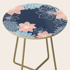 Festive, Floral Prints and Line Art, Navy Blue, Coral and Teal Side Table Gallery Image 2