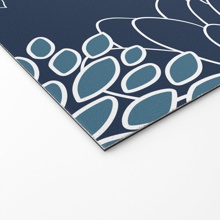 Festive, Floral Prints and Line Art, Navy Blue, Coral and Teal Welcome Mat Gallery Image 2