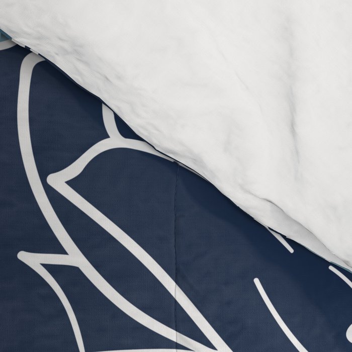 Festive, Floral Prints and Line Art, Navy Blue, Coral and Teal Comforter Gallery Image 4