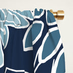 Festive, Floral Prints and Line Art, Navy Blue, Coral and Teal Window Curtain Gallery Image 2