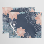 Festive, Floral Prints and Line Art, Navy Blue, Coral and Teal Placemat Gallery Image 1
