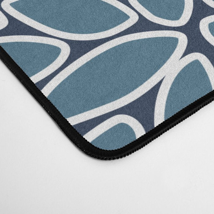 Festive, Floral Prints and Line Art, Navy Blue, Coral and Teal Desk Mat Gallery Image 4