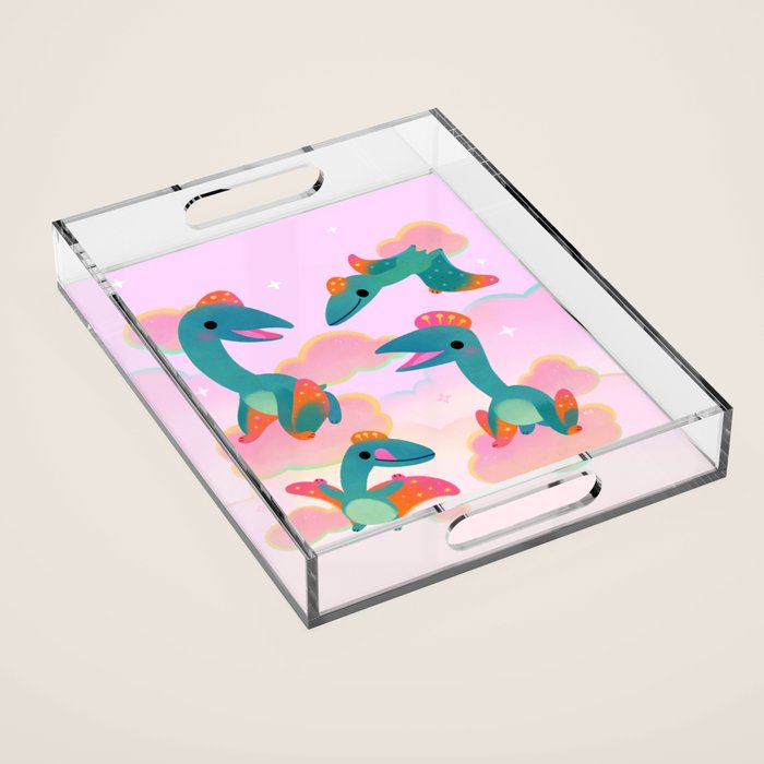 Quetzalcoatlus in the pink sky Acrylic Tray Gallery Image 1