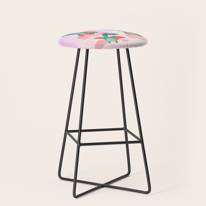 Quetzalcoatlus in the pink sky Stool Gallery Image 1