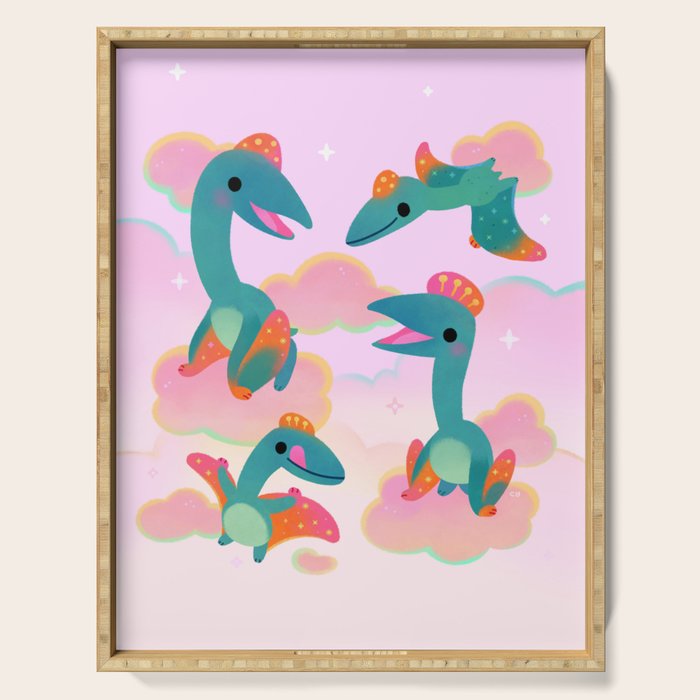 Quetzalcoatlus in the pink sky Serving Tray Gallery Image 1
