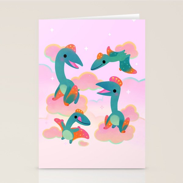 Quetzalcoatlus in the pink sky Stationery Card Gallery Image 1