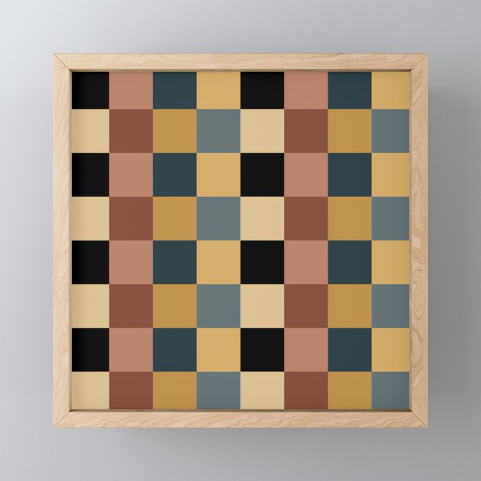 Checkered Multicolor Pattern XI Retro Midcentury Mini Art Print Gallery Image 1