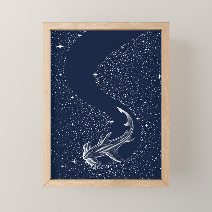 Starry Hammerhead Mini Art Print Gallery Image 1