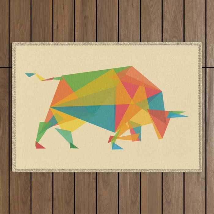 Fractal Geometric Bull Outdoor Rug Gallery Image 1