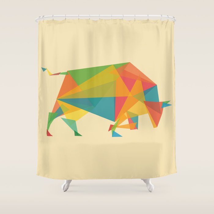 Fractal Geometric Bull Shower Curtain Gallery Image 1