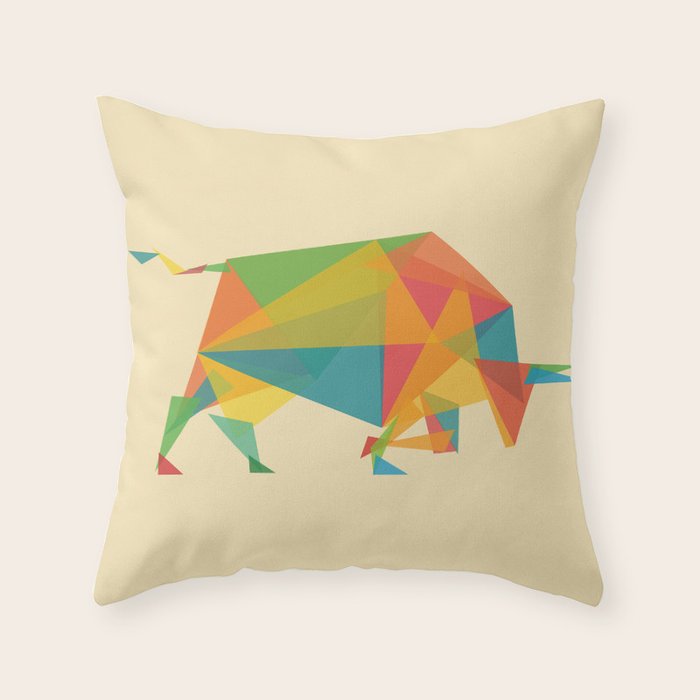 Fractal Geometric Bull Throw Pillow Gallery Image 6