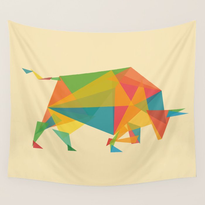 Fractal Geometric Bull Wall Tapestry Gallery Image 4