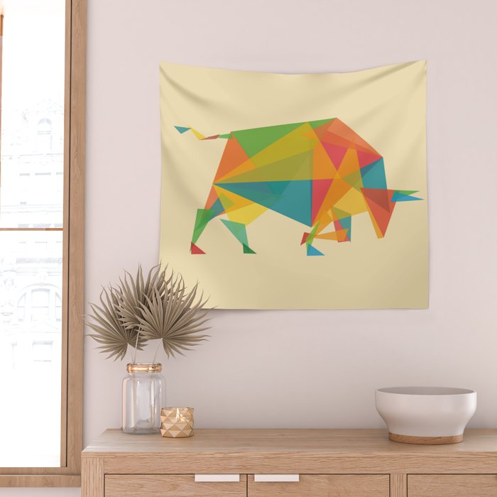 Fractal Geometric Bull Wall Tapestry Gallery Image 2