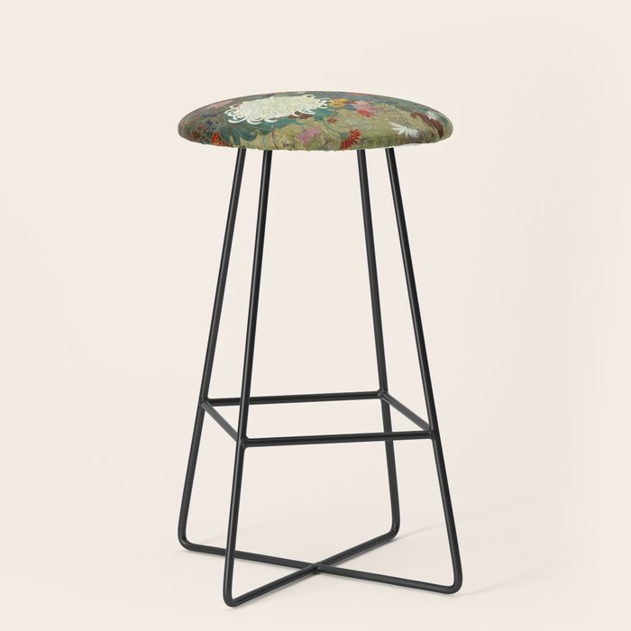 flower Japanese painting Stool Gallery Image 1