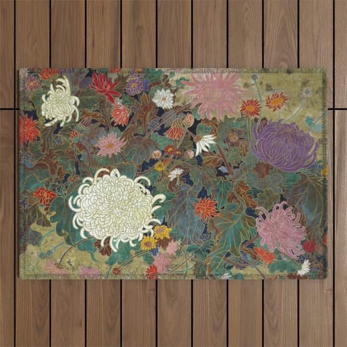 flower Japanese painting Outdoor Rug Gallery Image 1