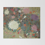 flower Japanese painting Throw Blanket Gallery Image 2