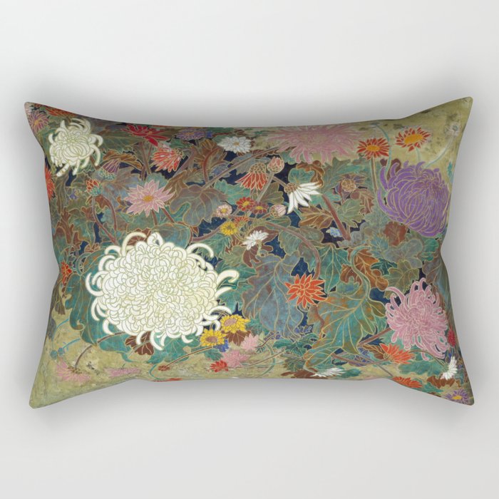 flower Japanese painting Rectangular Pillow Gallery Image 1