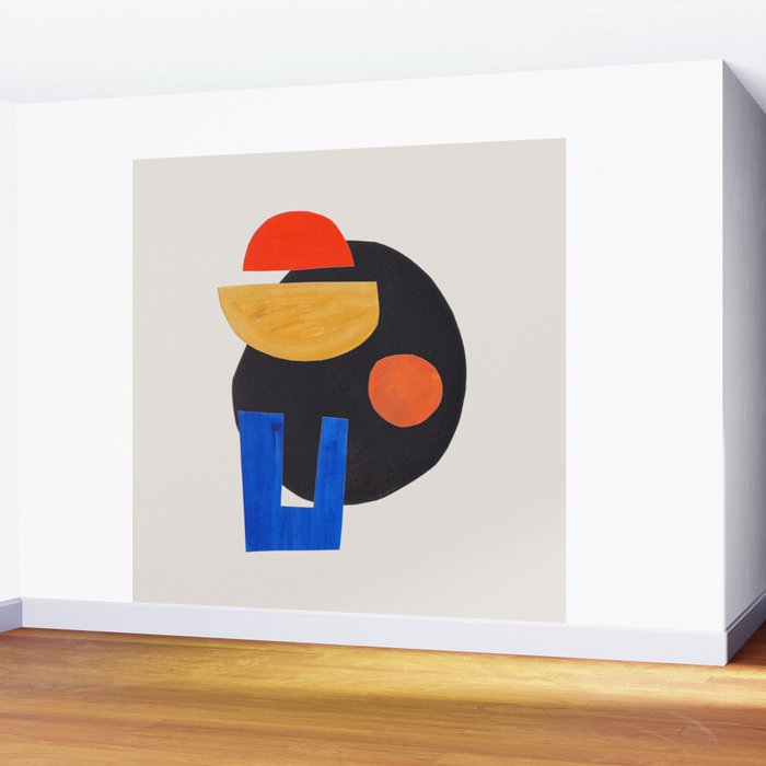 Minimalist Modern Mid Century Funky Colorful Primary Shapes Paper Collage by Ejaaz Haniff Wall Mural Gallery Image 2