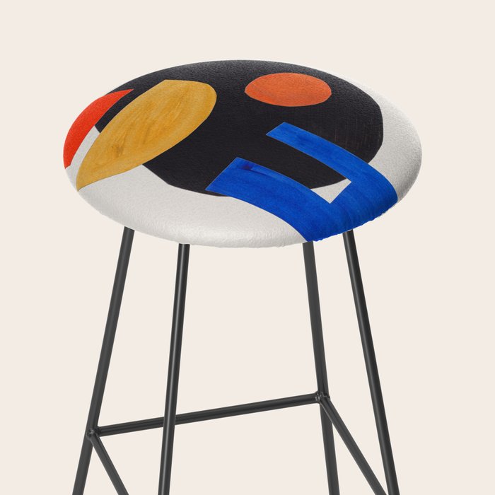 Minimalist Modern Mid Century Funky Colorful Primary Shapes Paper Collage by Ejaaz Haniff Stool Gallery Image 2