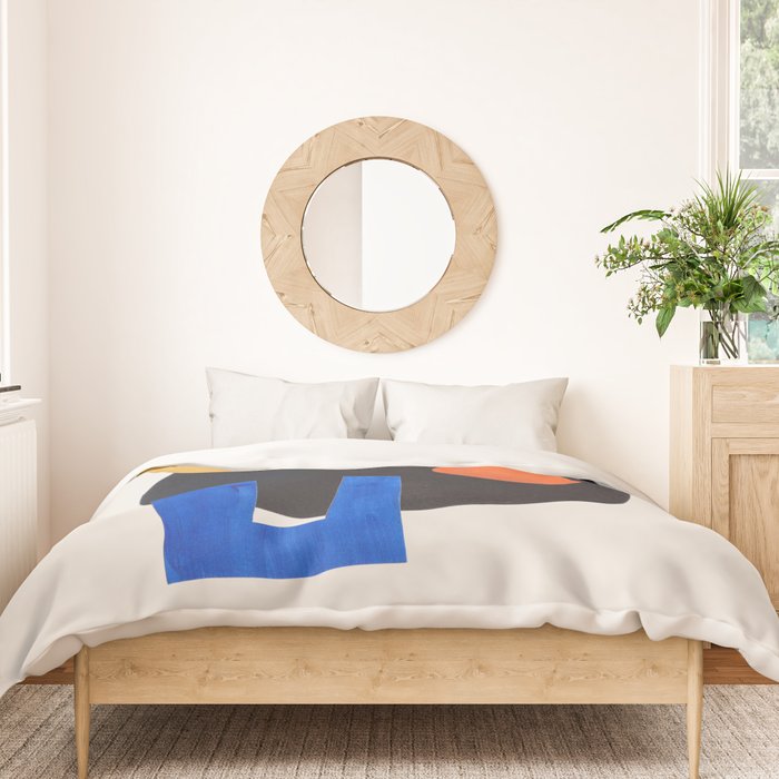 Minimalist Modern Mid Century Funky Colorful Primary Shapes Paper Collage by Ejaaz Haniff Duvet Cover Gallery Image 3
