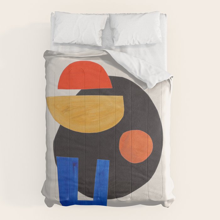 Minimalist Modern Mid Century Funky Colorful Primary Shapes Paper Collage by Ejaaz Haniff Comforter Gallery Image 6