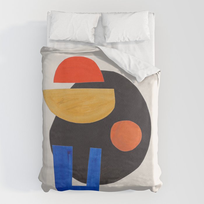 Minimalist Modern Mid Century Funky Colorful Primary Shapes Paper Collage by Ejaaz Haniff Duvet Cover Gallery Image 6