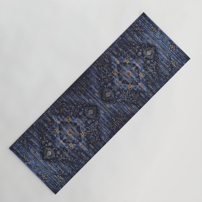 Dark Vintage Traditional Oriental Rug Yoga Mat Gallery Image 1