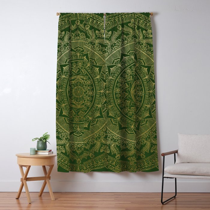Mandala Royal - Green and Gold Window Curtain Gallery Image 5