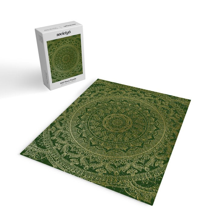 Mandala Royal - Green and Gold Jigsaw Puzzle Gallery Image 2