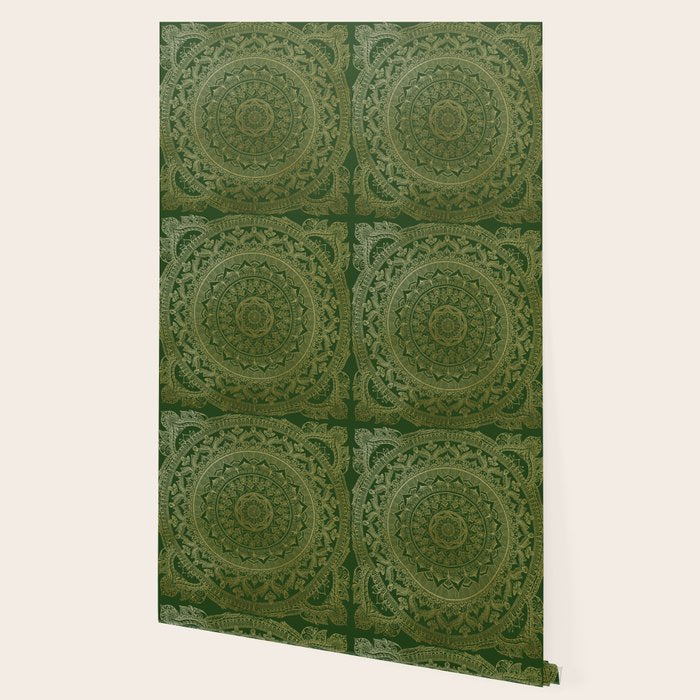 Mandala Royal - Green and Gold Wallpaper Gallery Image 2