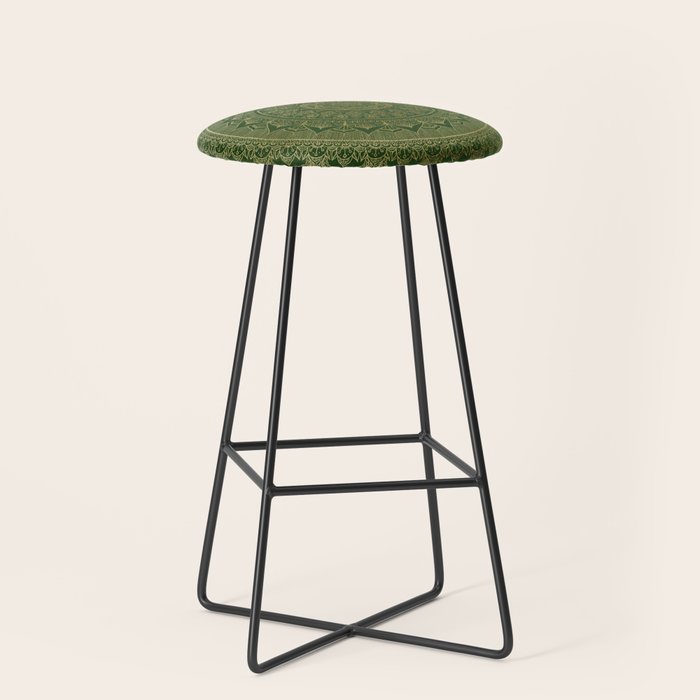 Mandala Royal - Green and Gold Stool Gallery Image 1