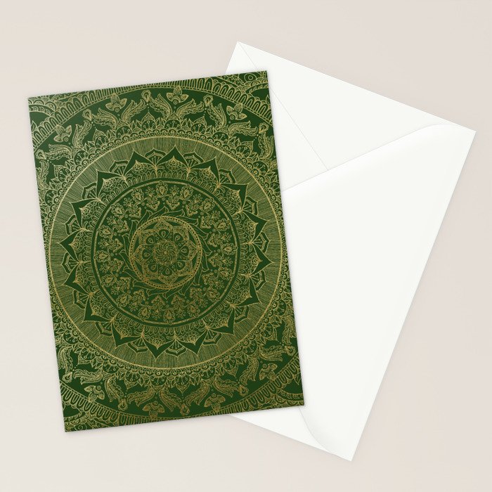 Mandala Royal - Green and Gold Stationery Card Gallery Image 2